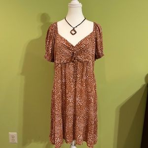 NWT Hippie Rose Junior XL Brown Floral Prairie Dress